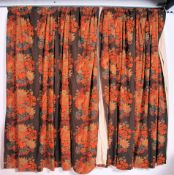 A stunning pair of retro designer curtains designed by Marta Lena Bjerhagen in the 1970's having a