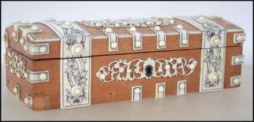 A 19th century Ivory and box wood Chinese casket.