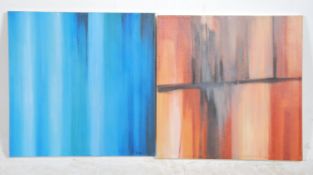 A pair of contemporary abstract oil on canvas pict