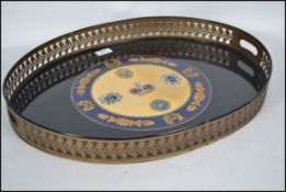A good quality oval butlers tray having a fret pie