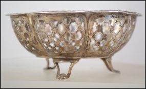 A silver hallmarked fret pierced bon bon dish / bo