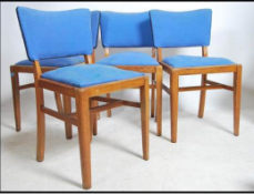 A set of 4 1930's oak dining chairs having square