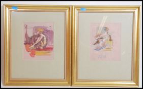 A pair of contemporary watercolour paintings of er