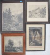 A collection of 19th century black and white litho