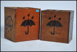 2 vintage 20th century wooden crates with stencil