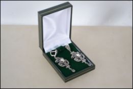 A pair of 925 silver drop earrings with set mother