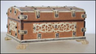 A 19th / 20th century boxwood and bone inlaid cask