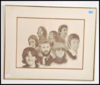 Chaplan, 1979. Pencil sketch print of The Beatles