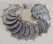 A vintage Italian souvenir bracelet of coin constr