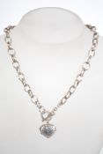 A sterling silver large rolo link necklace chain h