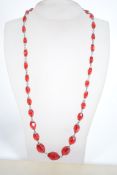 A early 20th century red crystal necklace of wire
