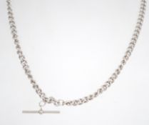 A sterling silver flat curb link Albert pocket wat