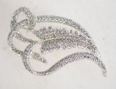 A large vintage 1950s marcasite brooch in a silver