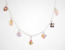 A silver 925 curb link necklace chain with a claw