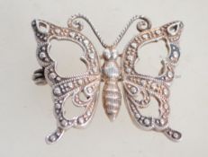 A fantastic sterling silver and marcasite butterfl