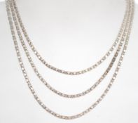 A sterling silver three strand popcorn link neckla