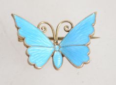 A sterling  gilt silver and enamel butterfly brooc