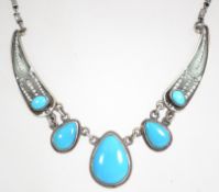 A fantastic sterling silver and turquoise necklace