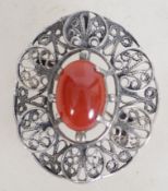 A vintage silver filigree brooch / pendant having