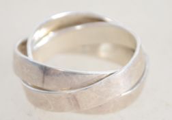 A sterling silver stacking trilogy ring of large p