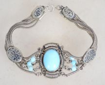 A vintage Turkish sterling silver filigree work br
