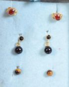 Three pairs of 9ct ladies earrings to include a pa
