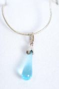 A sterling silver and Bath Aqua Glass necklace hav