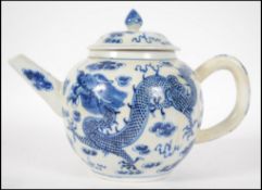 A late 19th Century Chinese blue and white teapot