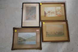 A collection of watercolour paitings by John W Dav