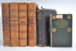 A Mrs Beetons All About Cooking book along with 4