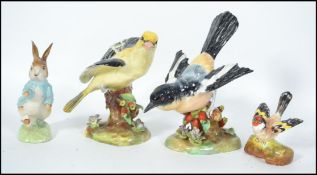 2 Crown Staffordshire porcelain bird figurines by