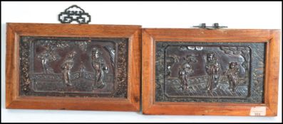 A pair of 19th century Chinese hardwood laquered w