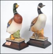 A pair / brace of ceramic painted Mallard ducks. A