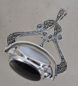 A sterling silver revolving fob inset with marcasi
