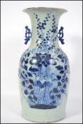 A blue and white 19th century twin handled vase de