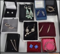 10 pairs of vintage silver and other earrings to i