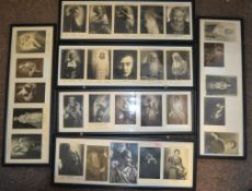 A group of framed and glazed picture / postcards o