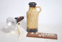 A retro 1970's table lamp together with a vintage