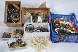 A large collection of vintage costume jewellery to