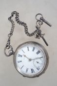 A VIctorian silver hallmarked pocket watch and alb