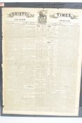 An 1842 Bristol Times & Bath Advocate broadsheet n