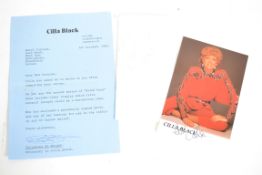 A Cilla Black autographed promotional signed photo