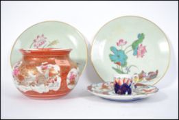 A 19th century Japanese Satsuma bowl with ochre re