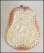 A 19th century Chinese orange baize pin cushion wi