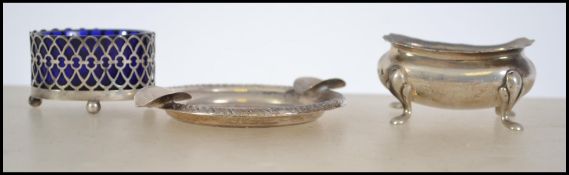 A silver hallmarked table salt, Birmingham 1899 to