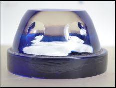 A 20th century blue and white glass paperweight by
