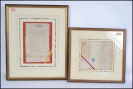 A pair of French indentures dating to the 19th cen