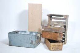 A vintage Industrial wooden country pine trug toge