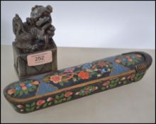 A 19th century Papier Mache pen case together with