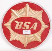BSA MOTORCYCLES PLAQUE